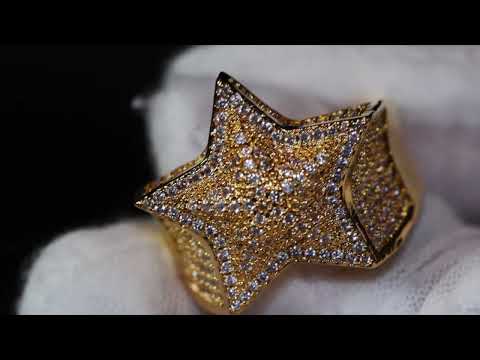 Gold Iced Out Star Ring