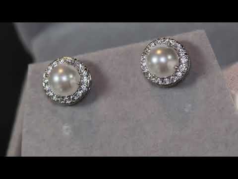 Diamond Pearl Ear Studs