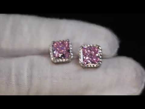 Pink Lab Diamond Ear Studs