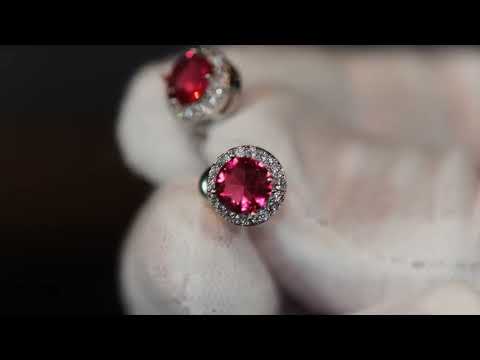 Load and play video in Gallery viewer, Womens Red Diamond Ear Studs
