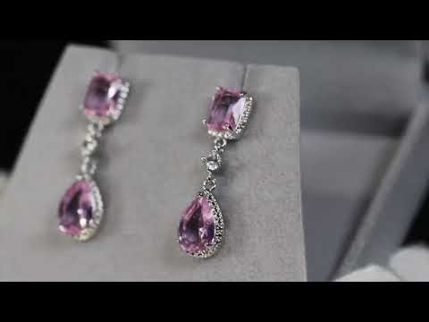 Load and play video in Gallery viewer, Pink Lab Diamond Earrings
