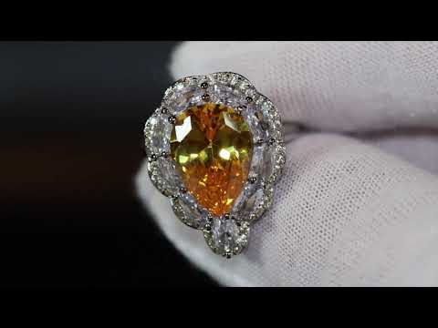 yellow pear cut diamond ring