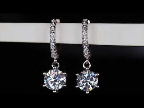 Load and play video in Gallery viewer, womens moissanite diamond earrings
