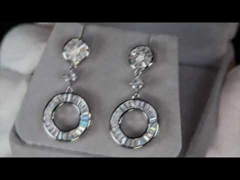 Load and play video in Gallery viewer, Womens Silver Diamond Hoop Earrings
