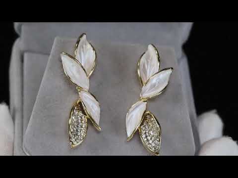 Gold Diamond Pearl Earrings