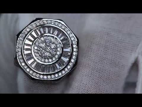 Load and play video in Gallery viewer, Mens Big Baguette Diamond Ring
