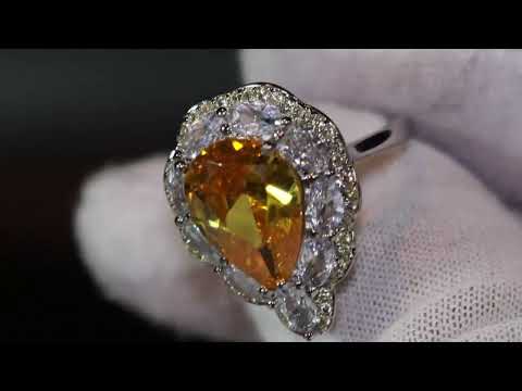 Load and play video in Gallery viewer, yellow teardrop diamond ring
