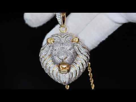 Load and play video in Gallery viewer, iced out lion pendant
