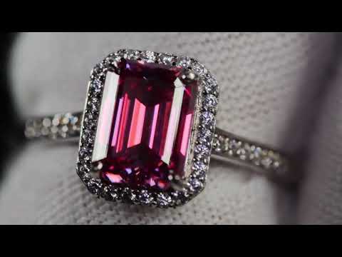 Pink Moissanite Diamond Engagement Ring