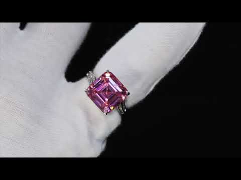 Pink Asscher Diamond Ring