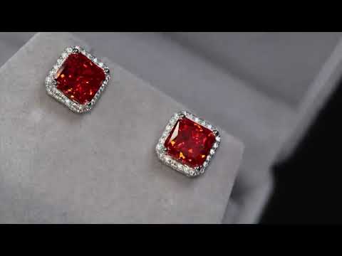 Mens Red Diamond Ear Studs