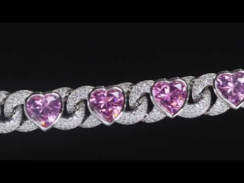 Load and play video in Gallery viewer, Pink Diamond Heart Bracelet
