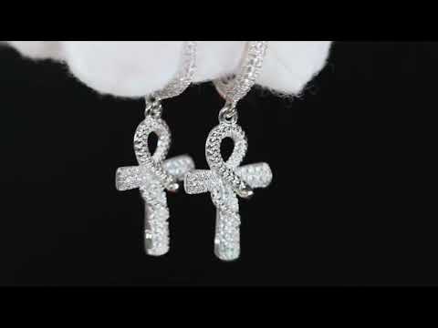 Iced Out Ankh Earrings 