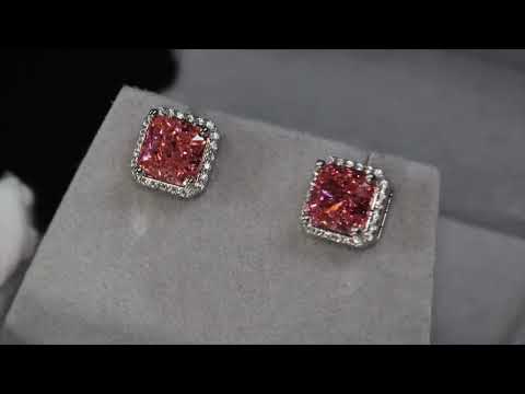 Load and play video in Gallery viewer, Peach Diamond Earrings
