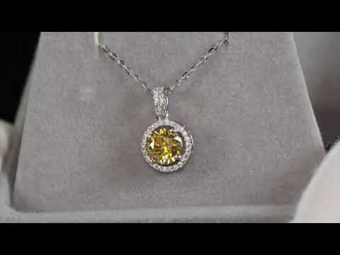 Load and play video in Gallery viewer, Yellow Moissanite diamond Pendant
