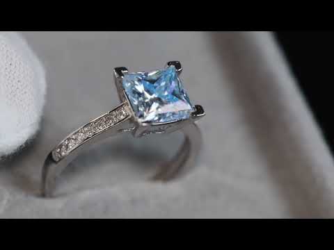 Blue Moissanite Diamond Ring