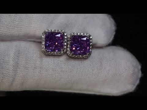 Purple Diamond Ear Studs