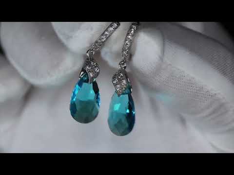 Womens Blue Diamond Earrings