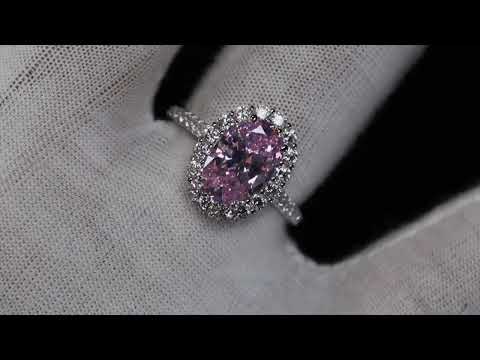 Pink Oval Lab Diamond Ring