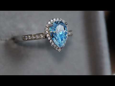 Blue Moissanite Diamond Ring