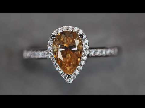 Load and play video in Gallery viewer, Pear Cut Champagne Diamond Ring
