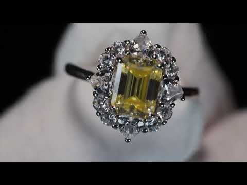 Load and play video in Gallery viewer, Womens Yellow Moissanite Diamond Ring
