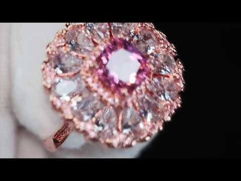 Load and play video in Gallery viewer, Rose Gold Flower Diamond Ring | Rose Gold Pink Diamond Ring
