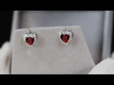 Load and play video in Gallery viewer, Red Heart Cut Diamond Earrings
