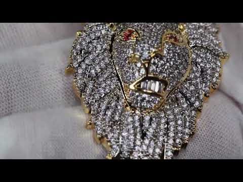 Load and play video in Gallery viewer, iced out lion pendant
