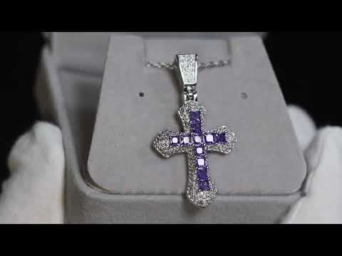 Purple Diamond Cross Pendant