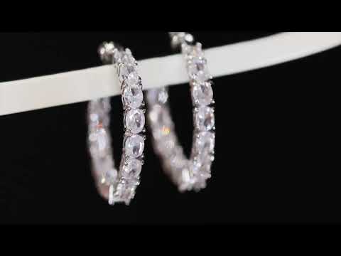 Load and play video in Gallery viewer, Womens diamond hoop earrings
