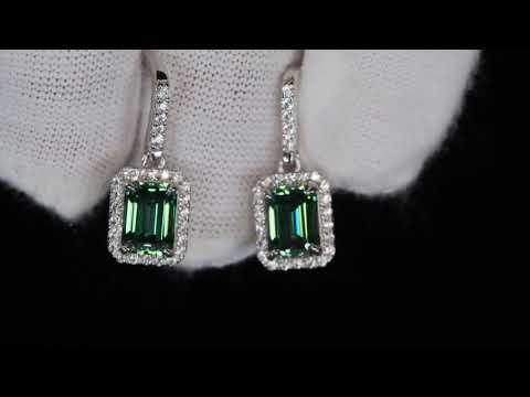 Load and play video in Gallery viewer, Green Moissanite Diamond Earrings
