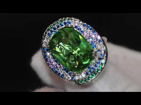 Big Womens green diamond ring