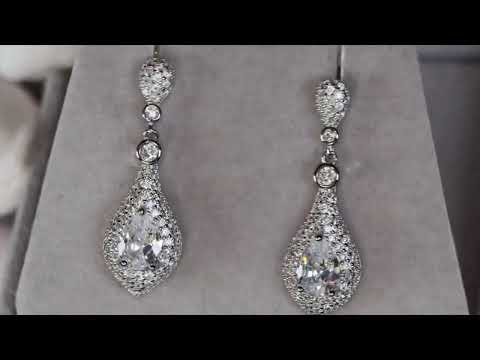 Load and play video in Gallery viewer, Womens Pear Cut Diamond Earrings
