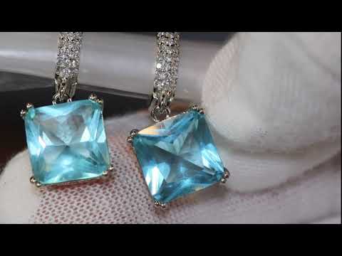 Load and play video in Gallery viewer, light blue diamond earrings
