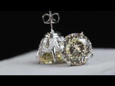 Load and play video in Gallery viewer, Womens Yellow Diamond Ear Studs | Big Yellow Diamond Earrings
