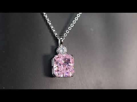 Load and play video in Gallery viewer, Pink Radiant Cut Diamond Pendant
