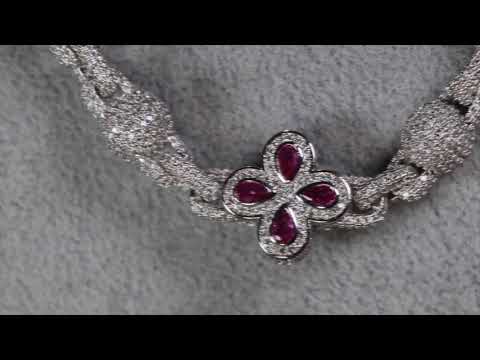 Load and play video in Gallery viewer, Pink Diamond Clover Necklace
