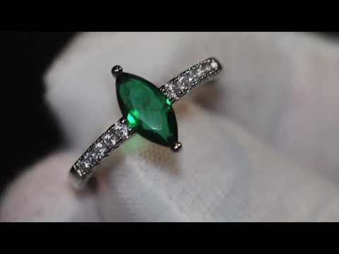 Green marquise diamond ring