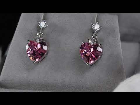 Pink Heart Diamond Earrings