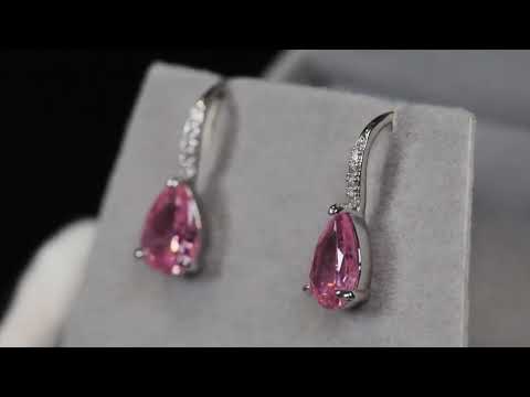 Load and play video in Gallery viewer, Pink Pear Cut Diamond Earrings
