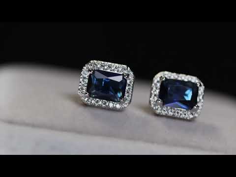 Load and play video in Gallery viewer, Mens Blue Diamond Ear Studs
