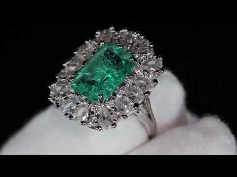 Womens Big Green Diamond Ring