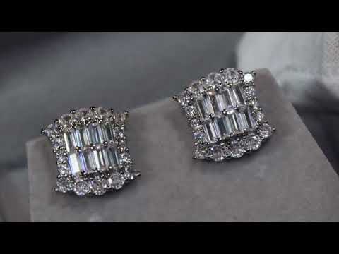 Womens Baguette Cut Diamond Ear Studs