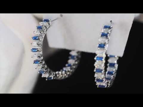 Sapphire Blue Diamond Hoop Earrings