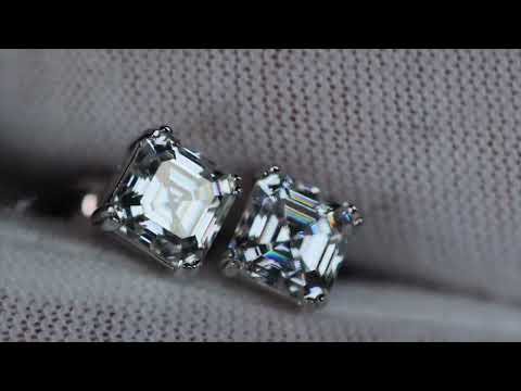 Load and play video in Gallery viewer, Asscher Cut Moissanite Diamond Ear Studs
