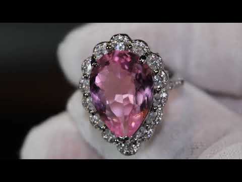 Pink pear cut diamond ring