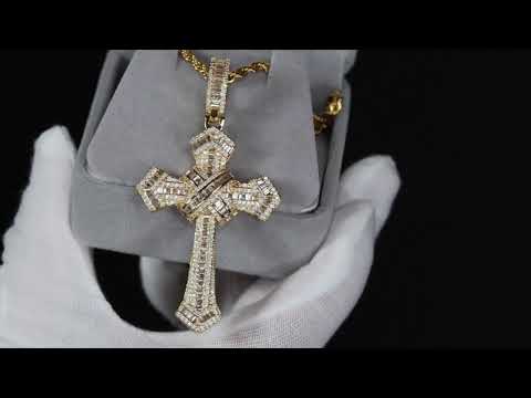 Big Gold Diamond Cross Pendant