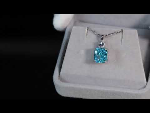 Load and play video in Gallery viewer, Blue Lab Grown Diamond Pendant
