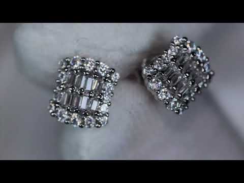 Load and play video in Gallery viewer, Womens Baguette Cut Diamond Ear Studs
